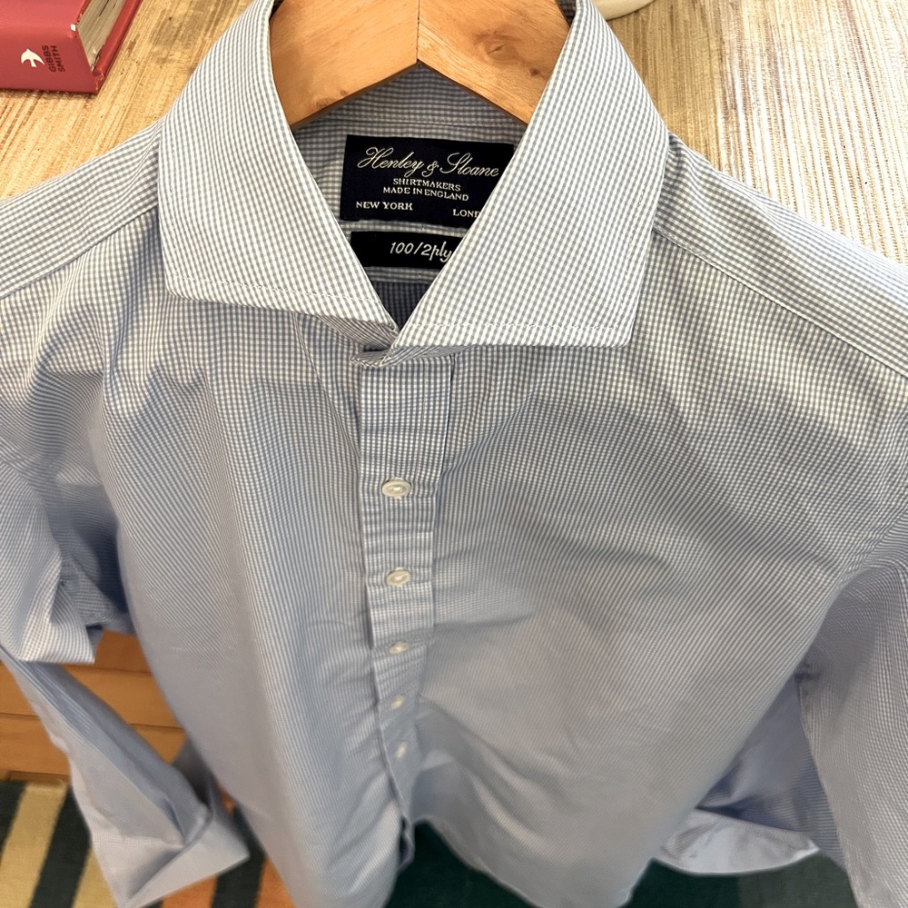 Henley & Sloane Men's Blue Striped Dress Shirt